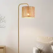 LumenXL Stehleuchte Kiri mit natürlichem Lampenschirm