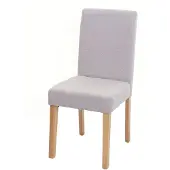 Mendler Esszimmerstuhl Littau, Küchenstuhl Stuhl, Stoff/Textil creme-beige, helle Beine