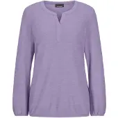 Goldner Kurzgröße: Elegante Bluse mit Zierblende, Rundhals in flieder | Gr.: 24