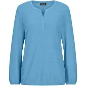 Goldner Langarmshirt "Kurzgröße Elegante Bluse mit Zierblende, Rundhals" Gummibündchen