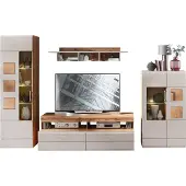 Innostyle Wohnwand SINFONIE Modern Kaschmir matt Eiche Altholz mit LED-Beleuchtung