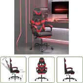 The Living Store Gaming-Stuhl mit Fußstütze Drehbar Schwarz & Rot Kunstleder