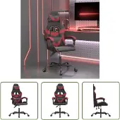 The Living Store Gaming-Stuhl Drehbar Schwarz und Weinrot Kunstleder