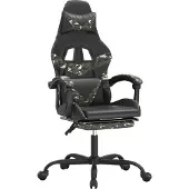 vidaXL Gamingstuhl mit Fußstütze Drehbar Schwarz Tarnfarben Kunstleder