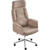 Beliani Bürostuhl Braun Bouclé Gepolstert Gesteppt Höhenverstellbar Drehbar mit Armlehnen Sicherheitsrollen Wippfunktion Modernes Design Drehstuhl