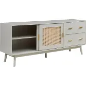 En.casa Fernsehschrank 'Susa' 2 Schiebetüren mit Polyrattan-Front 160 x 40 x 65 cm Beige