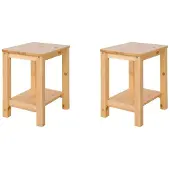 Homestyle4u Nachttisch 2er Set Holzhocker Hocker Holz Natur 2271