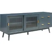 En.casa Fernsehschrank 'Susa' 2 Schiebetüren mit Glasfront 160 x 40 x 65 cm Grau