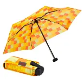Euroschirm Taschenregenschirm "Dainty, Karo gelb orange" kariert, besonders leicht, super flach und extra klein