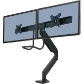 Fellowes Monitorarm Eppa, für 2 Displays bis 32" & je bis 8 kg, höhenverstell-/dreh-/schwenk-/neigbar, Crossbar-Design, Kabelführung, Tischklemme, schwarz
