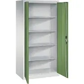 C+P Werkstatt-Flügeltürschrank, HxBxT 1950 x 930 x 600 mm, lichtgrau / resedagrün