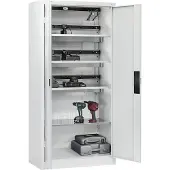 C+P Akkuladeschrank Comfort mit Vollblechtüren, H 1950 x B 930 x T 500 mm, Lichtgrau