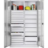 C+P Werkstattschrank mit 24 Schubladen | HxBxT 195x120x50cm | Lichtgrau von PROREGAL