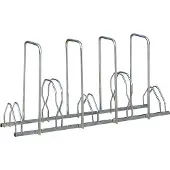 Mottez Fahrradständer , 2 Ebenen, für 5 Fahrräder mit Reifenbreite bis 55 mm, 4 Diebstahlsicherungsbügel, B 450 x T 1600 x H 830 mm, Stahl, metallgrau