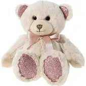 Heunec Kuscheltier Bär PEARLIE Taupie mit Rosé-Schleife klein, Plüschtier, 18 cm Teddybär