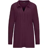 Goldner Kurzgröße: Halbarm Blusenshirt mit Hemdkragen in bordeaux | Gr.: 22