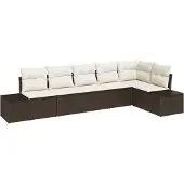 vidaXL Gartensofa-set 6 stk. Braun und Creme Poly-Rattan