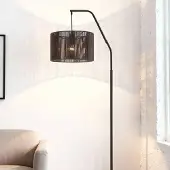 LumenXL Standleuchte Yoko in Schwarz mit Lampenschirm aus Papierkordel, 1-flammig