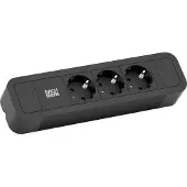 Bachmann PRIMO2 Steckdosenleiste 3x Schutzkontakt, Aluminium, schwarz, 2 m
