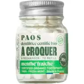 Paos Bio-Zahnpasta zum Kauen – frische Minze – Flasche mit 100 Tabletten –