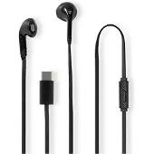 Nedis Kopfhörer mit Kabel - USB-C - Kabellänge: 1.20 m - Eingebautes Mikro - Lautstärke-Regler - Schwarz