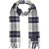 Suitable Geeigneter Herrenschal Kariert Merino Blau Grau