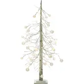 Beliani Outdoor LED Weihnachtsbeleuchtung Weiß Kunststoff 122 cm in Baumform Birke mit Stromanschluss zum Aufstellen für Außen Deko Adventsdekoration