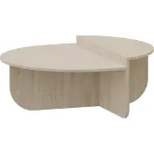 En.casa Couchtisch ‘Tondesdaslo’ mit doppelter Tischplatte halbrund 90 x 90 x 35 cm Travertin