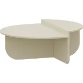 En.casa Couchtisch ‘Tondesdaslo’ mit doppelter Tischplatte halbrund 90 x 90 x 35 cm Sandfarben