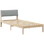 vidaXL Bettgestell Braun und hellgrau 90 x 200 cm Massivholz Kiefer