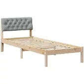 vidaXL Bettgestell Braun und hellgrau 75 x 190 cm Massivholz Kiefer