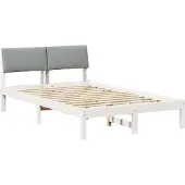 vidaXL Bettgestell Weiß und Hellgrau 120 x 190 cm Massivholz Kiefer