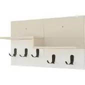 En.casa Wandgarderobe Botaruvn mit 2 Ablagen 34x59x13 cm Beige/Weiss