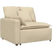 vidaXL Modulares Sofa Endmodul mit Armlehne Kissen Creme 100 cm