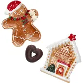 MamboCat 2tlg Keksteller Set Patisserie Weihnachten Lebkuchenmann & -haus Gebäckteller