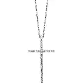 Julie Julsen Kette mit Anhänger "925/- Sterling Silber rhodiniert mit Anhänger Kreuz", weiß, Halsketten, Damen, 45cm, Silber 925 (Sterlingsilber), L: 45, glänzend, Kette mit Anhänger