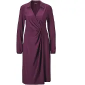 Goldner Kurzgröße: Elegantes Jerseykleid mit V-Ausschnitt in aubergine | Gr.: 25