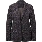 Goldner Hüftlanger Businessblazer, Multicolor in marine / gemustert | Gr.: 48