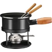 MÄSER Fonduetopf "aus schwarzer Emaille" Set, 5 Stk. tlg. Edelstahl 18/0