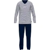 Tom Tailor Pyjama "Nevada" 2 tlg. Streifendesign, Langarm, V-Ausschnitt, lange Hose, atmungsaktiv