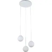 Licht-Erlebnisse Pendelleuchte Metall Glas B: 44 cm H: max. 200 cm Weiß E14 3-flammig Kugel Schirm rund Modern Hängelampe