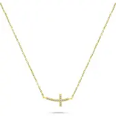 Brilio Silver - Gold-plated cross necklace with zircons NCL57Y