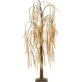 Beliani Outdoor LED Weihnachtsbeleuchtung Beige Kunststoff 160 cm in Baumform Weide mit Stromanschluss zum Aufstellen für Außen Deko Adventsdekoration