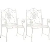 CLP 2er Set Gartenstühle Punjab mit Armlehnen antik weiß