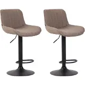 CLP 2er Set Barhocker Lentini Stoff 360° Drehbar Höhenverstellbar taupe Gestell Farbe schwarz