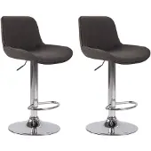 CLP 2er Set Barhocker Lentini Stoff dunkelgrau/chrom