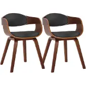 CLP 2er Set Stühle Kingston Kunstleder Mit Holzgestell walnuss/schwarz