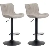 CLP 2er Set Barhocker Linus höhenverstellbar und 360 drehbar taupe Material Stoff