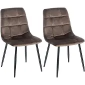 CLP 2er Set Esszimmerstuhl Tilde gepolstert mit Rückenlehne bis 150 kg belastbar braun Material Samt