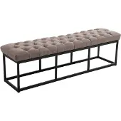 CLP Sitzbank Amun Stoff mit schwarzem Gestell Stoff HBT: 46x150x38 cm taupe 150 cm